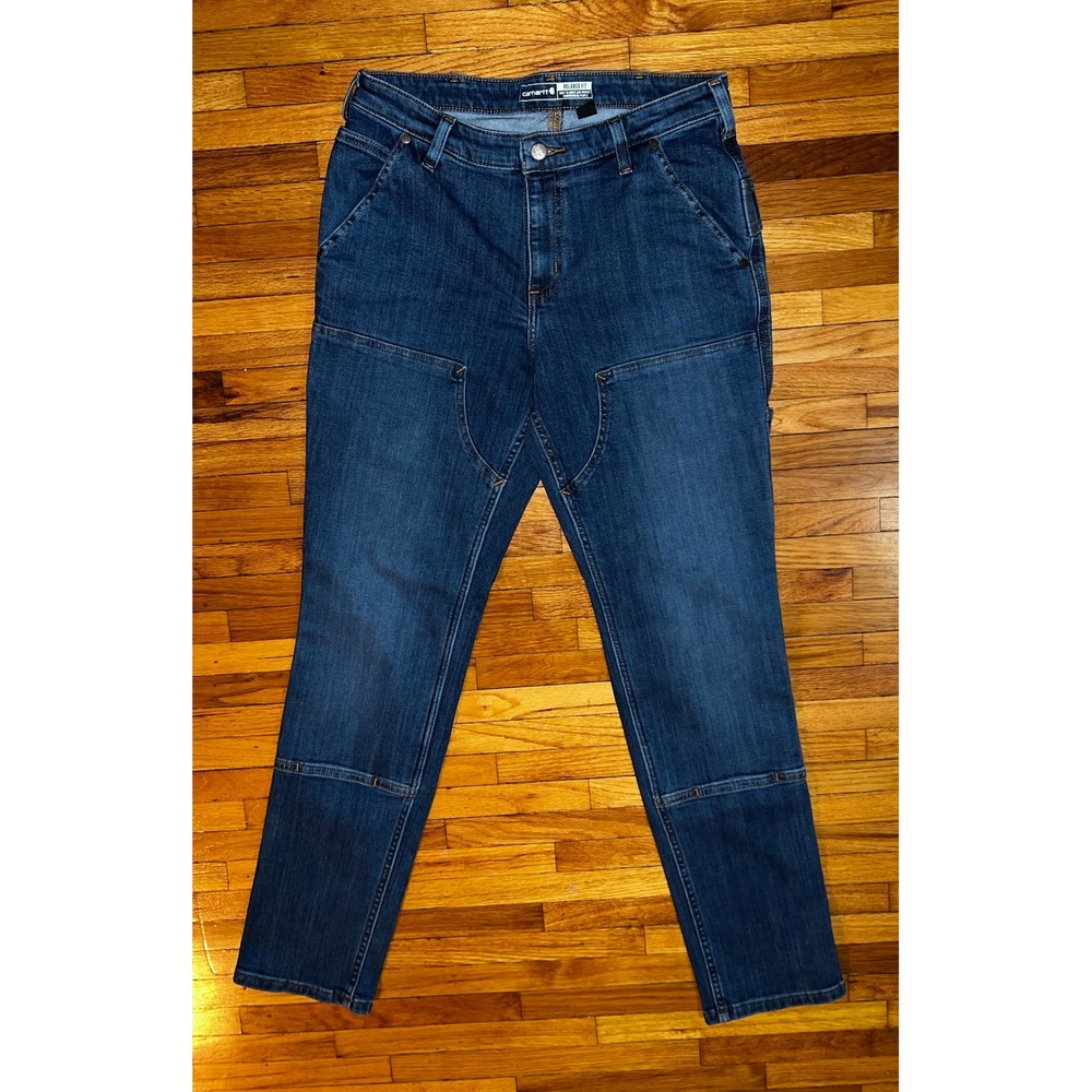 Carhartt BD5110-W Womens Rugged Flex Relaxed Fit Double Front Jeans Blue 8 Tall - Picture 4 of 10